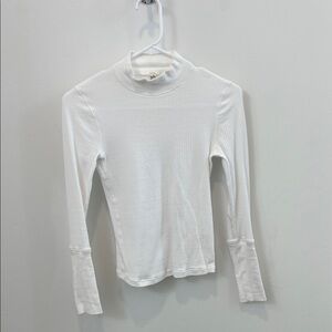 Free People Classic White Ribbed Mock Neck Top